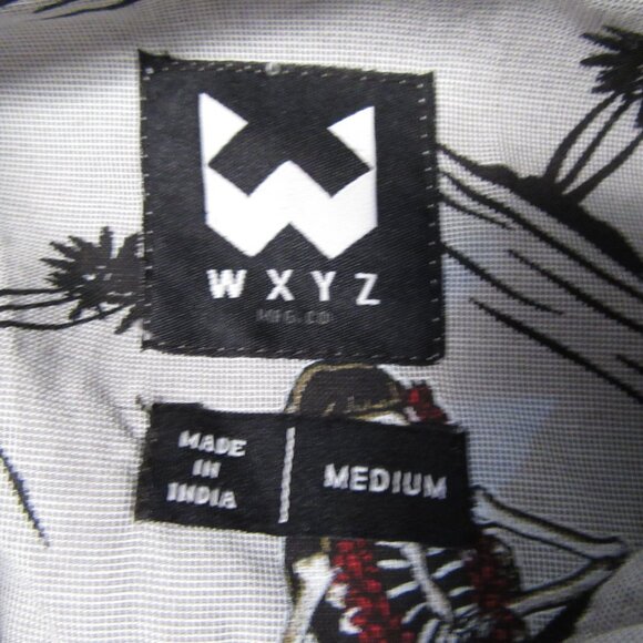 WXYZ Men's Hawaiian Skeleton Shirt Medium Gray Button Down Short Sleeve NEW - Picture 5 of 11